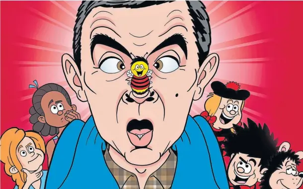  ?? ?? HIVE OF ACTIVITY: The special comic strip, available from today, joins Dennis and Gnasher and Rowan Atkinson to celebrate his new Netflix show.