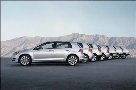  ??  ?? Seven generation­s of Golf parked side by side. The upcoming facelift should come with some high-tech upgrades.