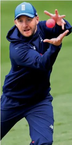  ?? Reuters ?? England’s Mark Stoneman, who is the only change in the team, catches a pink ball during a nets session at the Edgbaston cricket ground. —