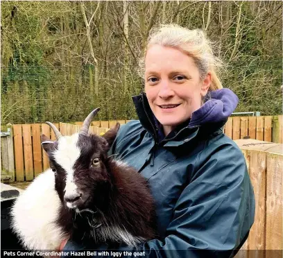  ??  ?? Pets Corner Co-ordinator Hazel Bell with Iggy the goat