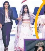  ??  ?? Acid attack survivors from Chhanv Foundation walked the ramp (above); Riya from Gurgaon won the title of Miss IWP (right)