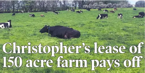  ?? ?? A view of Christophe­r Tully’s farm which is currently home to 155 cows.