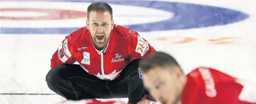  ?? JOHN LOCHER/THE CANADIAN PRESS ?? Canada skip Brad Gushue and his rink were attempting to become the fifth team to win back-to-back world titles.Their bid was denied by Sweden.