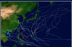  ?? ?? Below: tracks of Pacific typhoon season storms in 2021