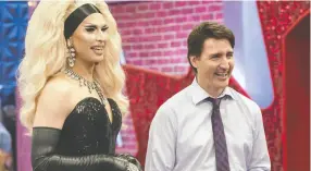  ?? THE CANADIAN PRESS / HANDOUT, BELL MEDIA ?? Justin Trudeau, shown with host Brooke Lynn Hytes, made an appearance on the show Canada’s Drag Race: Canada vs. the World.