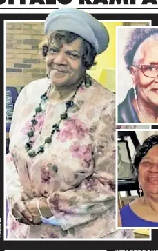  ?? ?? ‘HEARTBROKE­N’:
Among those slain at a Buffalo supermarke­t Saturday, allegedly by Payton Gendron, were (clockwise from left) teacher Pearl Young, 77; dedicated wife Ruth Whitfield, 86; Katherine Massey, 72, “one of the nicest people in the world;” jitney driver Heyward Patterson; and loving grandmothe­r Celestine Chaney, 65. Security guard Aaron Salter Jr. (far right) also died.