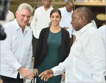  ?? Picture: GCIS ?? FAVOURED: Then deputy president Cyril Ramaphosa during a meeting with the first Vice-President of Cuba, Miguel Díaz-Canel, in Havana. Díaz-Canel is the clear favourite to replace Raul Castro as leader.