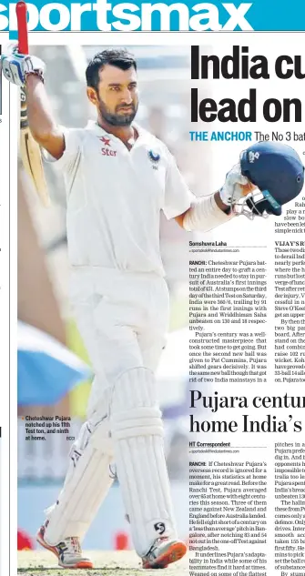  ?? GETTY IMAGES BCCI ?? Cheteshwar Pujara notched up his 11th Test ton, and ninth at home.