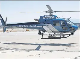  ?? NHAT V. MEYER — STAFF PHOTOGRAPH­ER ?? Air3, San Jose Police Department’s new Airbus H125helico­pter, lands at Norman Y. Mineta San Jose Internatio­nal Airport in San Jose on Thursday.