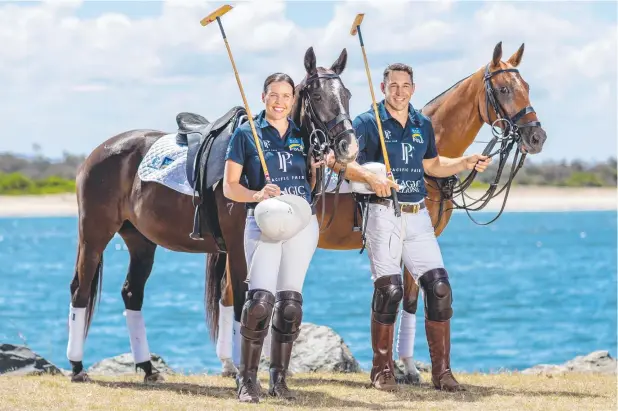  ??  ?? READY TO RIDE: Billy and Nicole Slater are taking to the polo field.