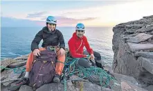  ??  ?? Hitting the heights: Molly and Jesse on the Old Man of Hoy