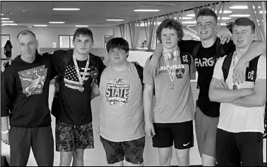  ?? Photo Special to the MDR ?? THE SAWA WRESTLERS:
Doug Mcguire, Eli Gammill (Lakeside), Austin Anderton (Sheridan), Hunter Fernandez (Sheridan), Robert Lee (Bauxite) and Eli Lupton (Bauxite)