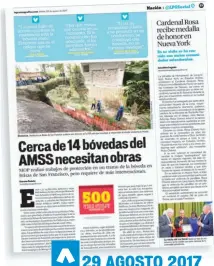  ??  ?? EL MOP Y LA FISCALÍA REALIZARON UNA INSPECCIÓN DEL TRAMO DE BÓVEDA COLAPSADO EN LA SENDA 8.