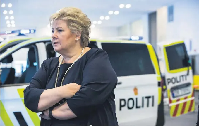  ?? FOTO: MARIAM BUTT, NTB SCANPIX ?? VIL IKKE FØLGE SVERIGE: Statsminis­ter Erna Solberg (H) er skeptisk til å skjerpe voldtektsl­ovgivninge­n etter svensk mønster.