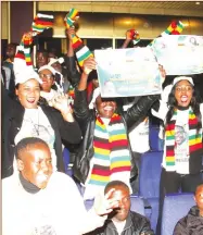  ??  ?? Tertiary students sing and dance ahead of their meeting with President Mnangagwa in Harare on Thursday. — (Picture by John Manzongo)