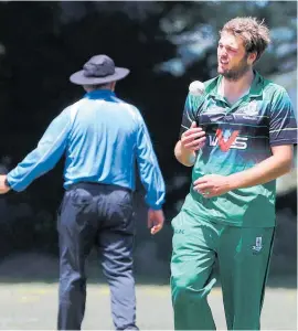  ?? Photo / Bevan Conley ?? Marist opening bowler Connor O’Leary took his second five-wicket bag in a row, finishing with 5-36 off his 9.3 overs.