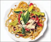  ?? PHOTOS BY STUART NIMMO / TORONTO STAR ?? Whole wheat pasta primavera is one of the choices for dinner.
