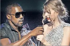  ??  ?? Kanye West interrupts Taylor Swift in 2009, starting their feud. FOES:
