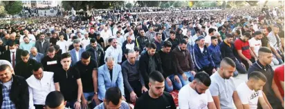  ?? Photo: AFP ?? Muslims perform the morning Eid al-Fitr prayer, marking the end of the holy fasting month of Ramadan, outside the Dome of the Rock mosque in the Al-Aqsa mosques compound in Jerusalem