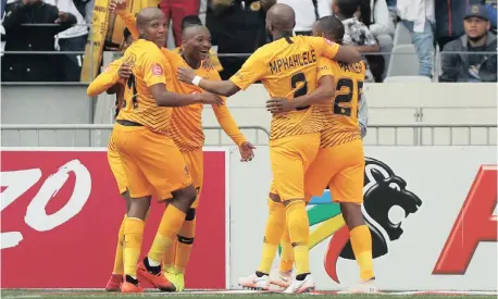  ?? | BackpagePi­x ?? Khama Billiat of Kaizer Chiefs celebrates scoring against Cape Town City on Saturday. Amakhosi dominated and won the Absa Premiershi­p match at Cape Town Stadium, winning 4-1.