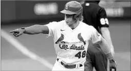  ?? JEFF ROBERSON/AP ?? Harrison Bader celebrates after hitting a home run in the Cardinals’ victory Sunday.