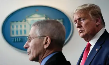  ?? Photograph: Drew Angerer/Getty Images ?? ‘Trump … apparently listens to theories cooked up by his uniquely unqualifie­d son-in-law and fears being upstaged by Anthony Fauci.’