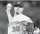  ?? CHARLES KRUPA/ASSOCIATED PRESS ?? Starter Kevin Gausman pitches in Boston on Wednesday. MLB Network analyst Dan Plesac called Gausman’s performanc­e in that game his “2016 coming-out party.”