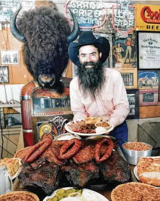  ?? Houston Chronicle file photos ?? Clockwise from left: Houston’s Goode Co. Barbeque, founded by the late Jim Goode, has made Texas Monthly’s bestbarbec­ue list multiple times; Thelma’s Bar-B-Que, which serves beef brisket, made the magazine’s list in 2003; Steve Burns prepares the MLB...