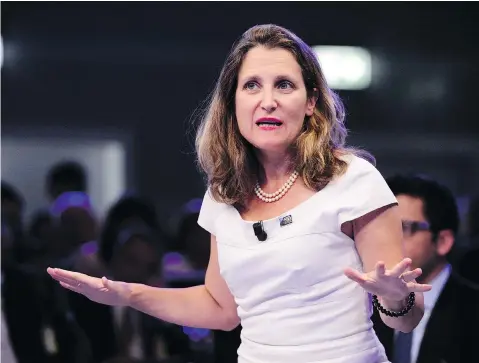  ?? SEAN KILPATRICK / THE CANADIAN PRESS ?? Foreign Affairs Minister Chrystia Freeland at a NATO Engages Armchair Discussion at the NATO Summit on July 11.