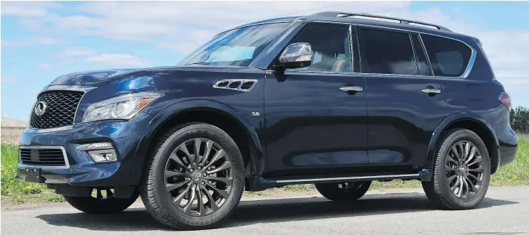  ?? — JIL MCINTOSH/DRIVING.CA ?? Starting at $75,650, the 2017 Infiniti QX80 doesn’t come cheap, but it still manages to undercut the luxury sport utility vehicle market.