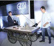  ??  ?? Dexter Go and Michael So unveiling the new Gessi- Equilibrio