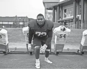  ?? APPEAL ARIEL COBBERT/THE COMMERCIAL ?? DJ Harden, a three-star Christian Brothers offensive lineman poses Tuesday at Christian Brothers High School in Memphis, Tenn.