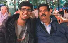  ??  ?? T.N. Krishnakum­ar with his son Rohit. who was a third year medical student at the University of Manchester, UK.