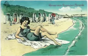  ??  ?? Beach Beauty Ansichtska­rte vom Rigaer Strand aus der Jugendstil­zeit.