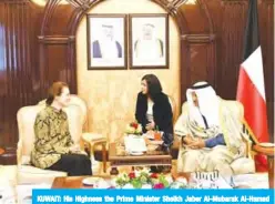  ?? — KUNA ?? KUWAIT: His Highness the Prime Minister Sheikh Jaber Al-Mubarak Al-Hamad Al-Sabah meets with UNICEF’s Executive Director Henrietta Fore.