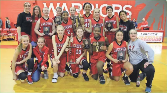  ??  ?? The Lakeview Lady Warriors won the North Georgia Athletic Conference girls’ basketball tournament after a thrilling 33-31 victory over Heritage this past Saturday.