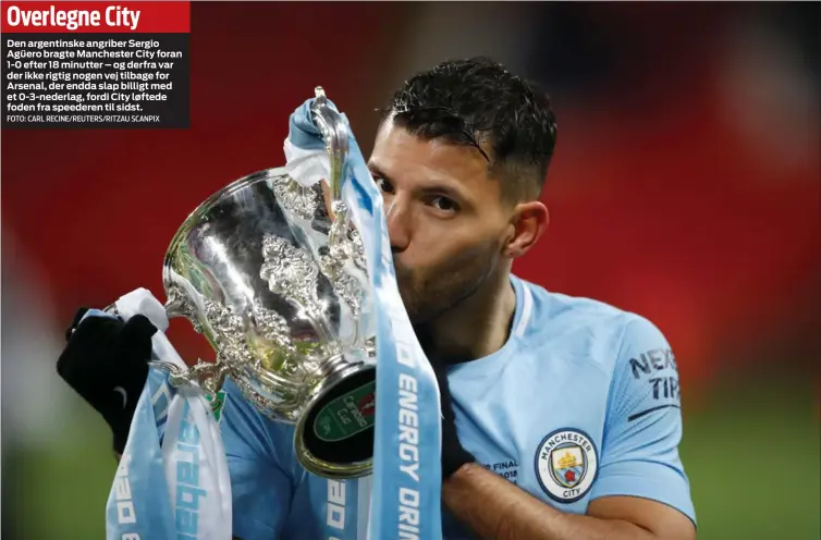  ?? FOTO: CARL RECINE/REUTERS/RITZAU SCANPIX ?? Overlegne City
Den argentinsk­e angriber Sergio Agüero bragte Manchester City foran 1-0 efter 18 minutter – og derfra var der ikke rigtig nogen vej tilbage for Arsenal, der endda slap billigt med et 0-3-nederlag, fordi City løftede foden fra speederen...