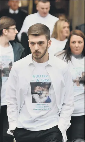  ?? PICTURE: PA WIRE. ?? ‘ALFIE’S ARMY’: Tom Evans, the father of 21-month-old Alfie Evans, outside the High Court in London after a judge ruled that doctors can stop providing life-support treatment against the parents wishes.
