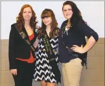  ?? SUBMITTED PHOTO ?? Lilly Collins, Haley Tanner and Tina Robertson, all 16, received scholarshi­ps from the Charles County Farm Bureau at their May banquet. Tanner was named Miss Charles County Farm Bureau while Collins was named first runner up and Robertson was named...