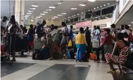  ?? ?? The departures gate at Lagos airport, Nigeria. Seven in 10 Nigerians would be willing to leave the country if they could afford it. Photograph: Olayide Oluwafunmi­layo Soaga