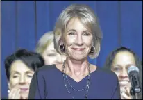  ?? MOLLY RILEY / AP ?? Newly confirmed Secretary of Education Betsy DeVos addresses staff Wednesday at the Education Department in Washington.