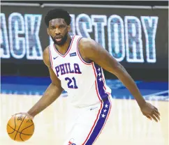  ?? BILL STREICHER / USA TODAY SPORTS ?? Philadelph­ia 76ers centre Joel Embiid will be in the starting lineup for the East at this year’s NBA All-star Game to be played March 7 in Atlanta. The reserves still
have to be determined.