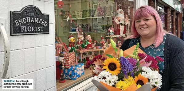  ?? ?? IN BLOOM: Amy Gough outside the new premises for her thriving florists.