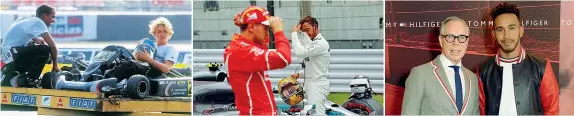  ??  ?? Gli inizi Un giovanissi­mo Lewis Hamilton affronta sui kart Nico Rosberg. Il due si ritrovano insieme anni dopo in Formula 1 Duello rosso Nel 2017 batte Sebastian Vettel nella corsa al titolo ed eguaglia i quattro titoli Mondiali del tedesco (Reuters)...