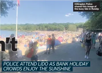  ??  ?? Hillingdon Police shared this image of the busy lido in Ruislip