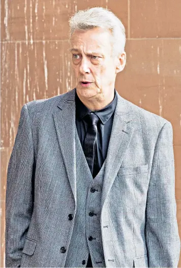  ?? ?? Stephen Tompkinson, outside court, said he asked the men to move on over concern they would wake up his partner and child