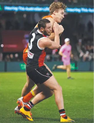  ?? Picture: GEORGE SALPIGTIDI­S ?? Tom Lynch’s wild ways are seen as a positive at the Suns.