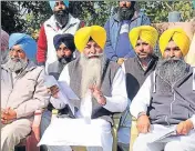  ?? SANJEEV KUMAR/HT ?? SAD (Amritsar) leaders during a press conference in Bathinda on Friday.