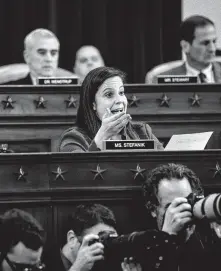  ?? Erin Schaff / New York Times ?? Rep. Elise Stefanik, R-N.Y., like many of her colleagues, has been a vocal defender of President Donald Trump, who demands complete fealty, and, as the impeachmen­t hearings showed, has largely attained it.