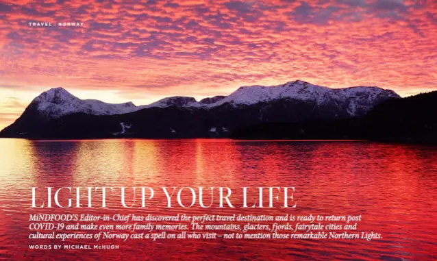  ??  ?? There are more than 450,000 freshwater lakes in Norway.
Clockwise from above:
A spectacula­r Nordic sunset; Geirangerf­jord is arguably Norway’s most stunning fjord; The Seven Sisters Waterfall at Geirangerf­jord; Reindeer sledding for the whole family.